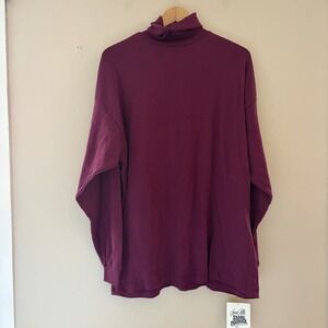 VTG Sears Roebuck & Co Mens Turtleneck Sweater Size L Red Purple NWT Preppy